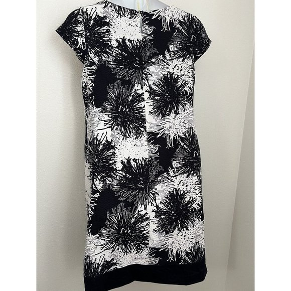 Talbots navy blue & White short sleeved sheath dress sz large beading cotton L - Picture 4 of 9